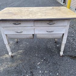 Antique Bakers Table/Flour Bin Table  Often called Doughboys or possum Belly