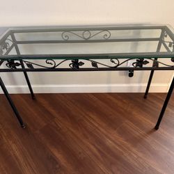 Wine Themed Sofa Table. Metal Frame Base With 1/4 Inch Beveled. 