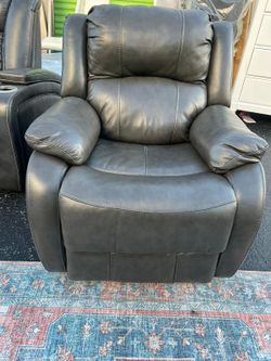 Troy Dark Gray Leather Manual Recliner Chair