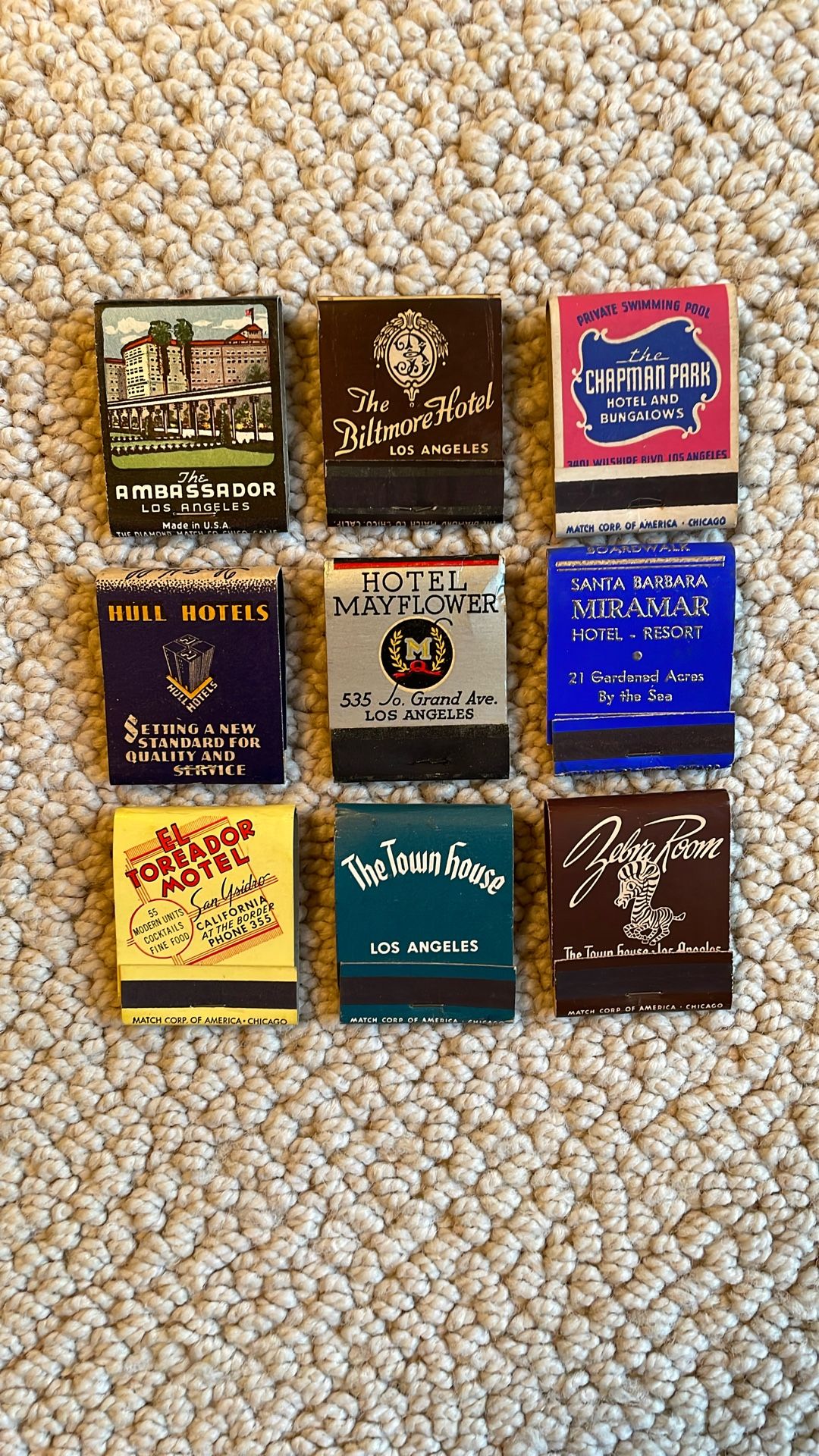 Vintage LA Hotel Matchbooks