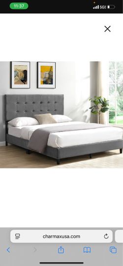 BRAND NEW QUEEN SIZE GRAY BED FRAME WITH NEW MATTRESS/FAST DELIVERY