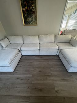 6 Seat Modular Sofa with Storage Ottomans