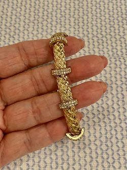 Elegant Bracelet Golden Plated Round Crystals-7 In