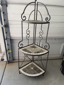 Mosaic Tile Corner Shelf or Plant Stand 