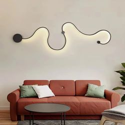 2 pieces Contemporary Creative Wall Light, Special Home Decor, 50 Inch, Minimalist Wall Light for Living Room, Bedroom, Kitchen, 24W Warm Black Light