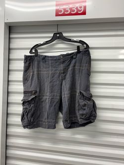 Columbia Men's Gray Plaid Cargo Shorts Cotton Canvas 11" Inseam 44” Waist