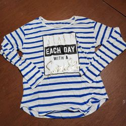 Justice Longsleeved Blue White Striped Shirt