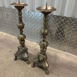 Castilian import candlestick holders, 6012 made in India… $75 for both  16” inches high 