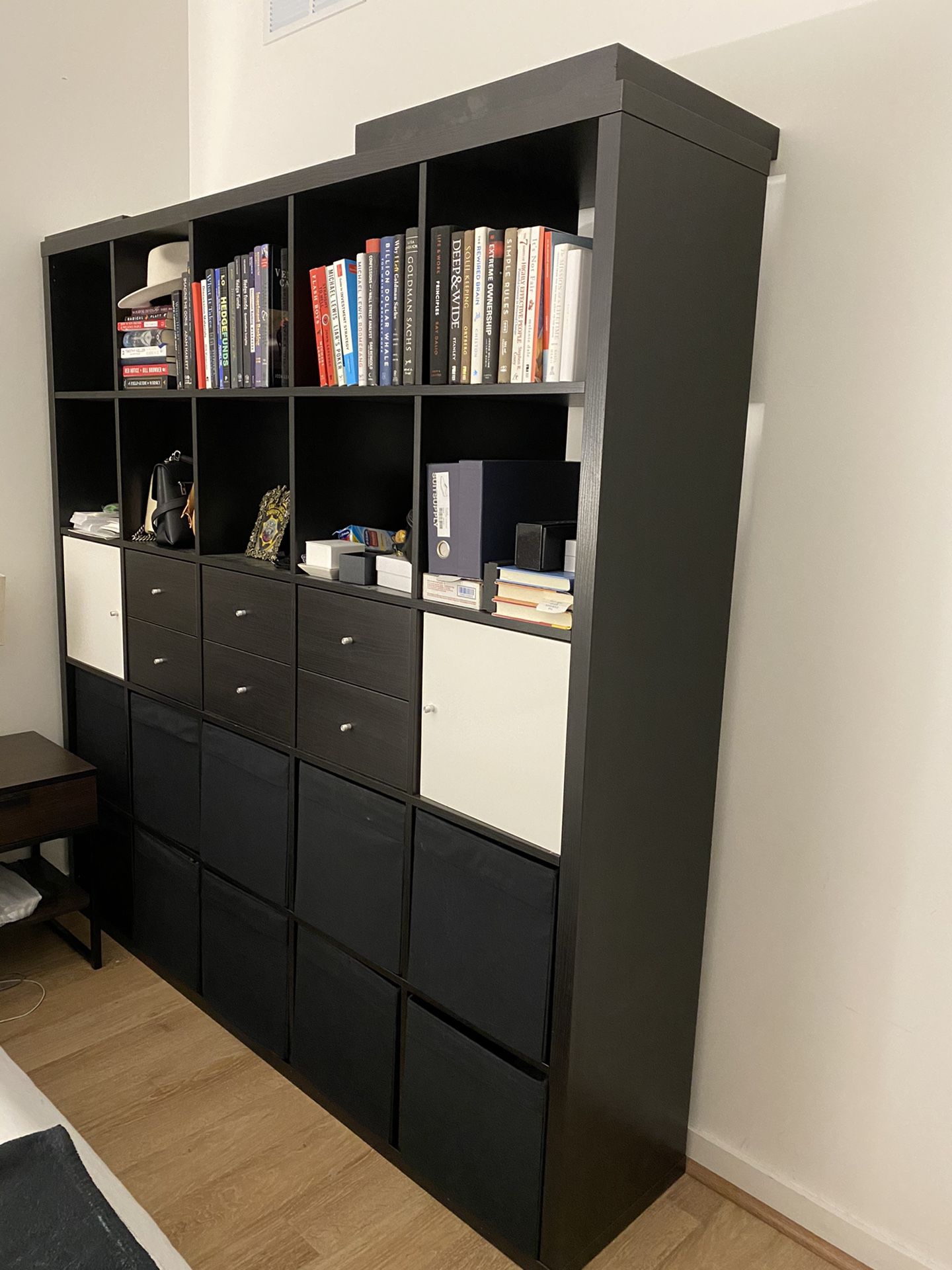 IKEA Bookshelf With 8 Bins, 6 Drawers, And 2 Cabinets