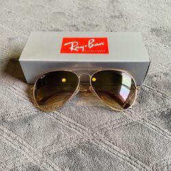 RayBan AVIATOR Sunglasses LARGE Frame AUTHENTIC GOLD & BROWN