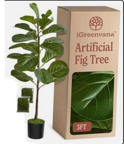 Igreenvana Artificial Fiddle Leaf Fig Tree (36 Inch) Tall