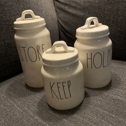 Rae Dunn Store Hold And Keep OG Canisters “lots Of Dimples “
