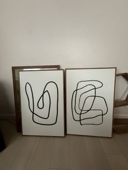 Two Modern Art Framed Canvas