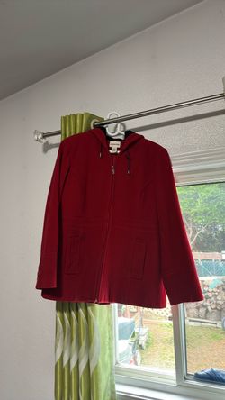 Red Hooded Zip-Up Jacket
