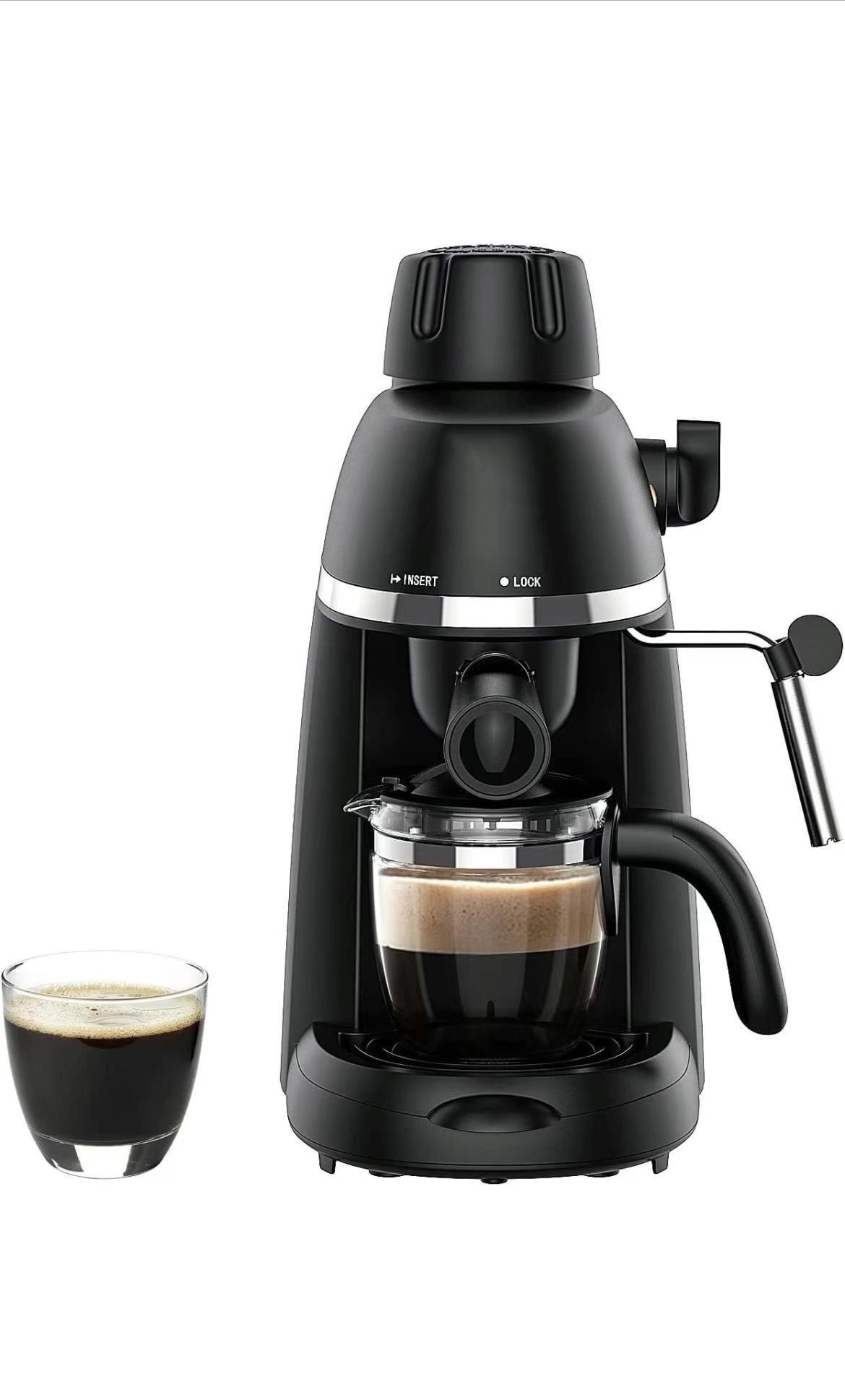 Espresso Coffee Machine Cappuccino Latte Maker 3.5 Bar 1 4 Cup with Steam Milk Frother Black