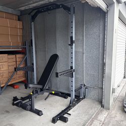 Brand New Squat Rack Bench Press + Adjustable Weight Bench Home Gym Equipment 
