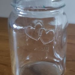 Double Heart Small Glass Mason Jar (Valentine's Day)
