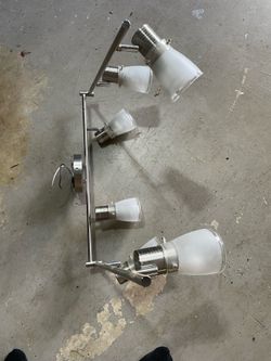 6 light approximately 4 feet nickel ceiling mounted hardwired track light with adjustable heads