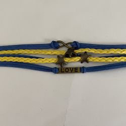 Blue And Yellow Star And Love Bracelet 