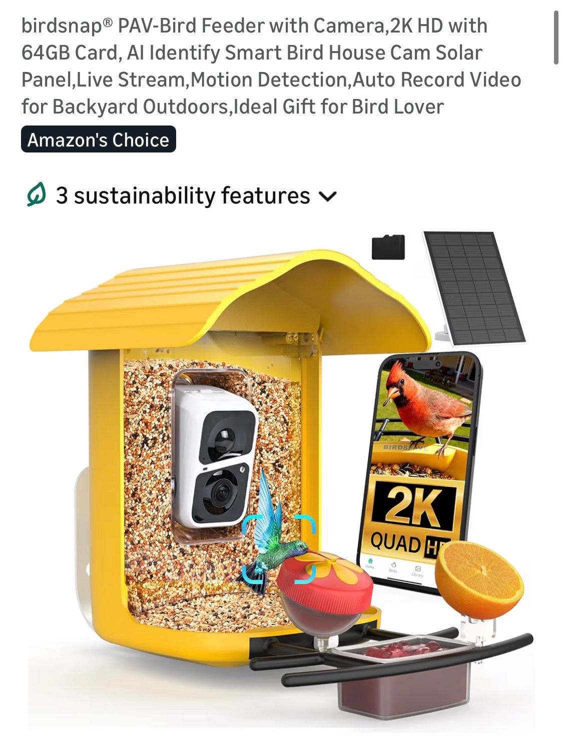 New solar birdfeeder W Camus/64 GB card included