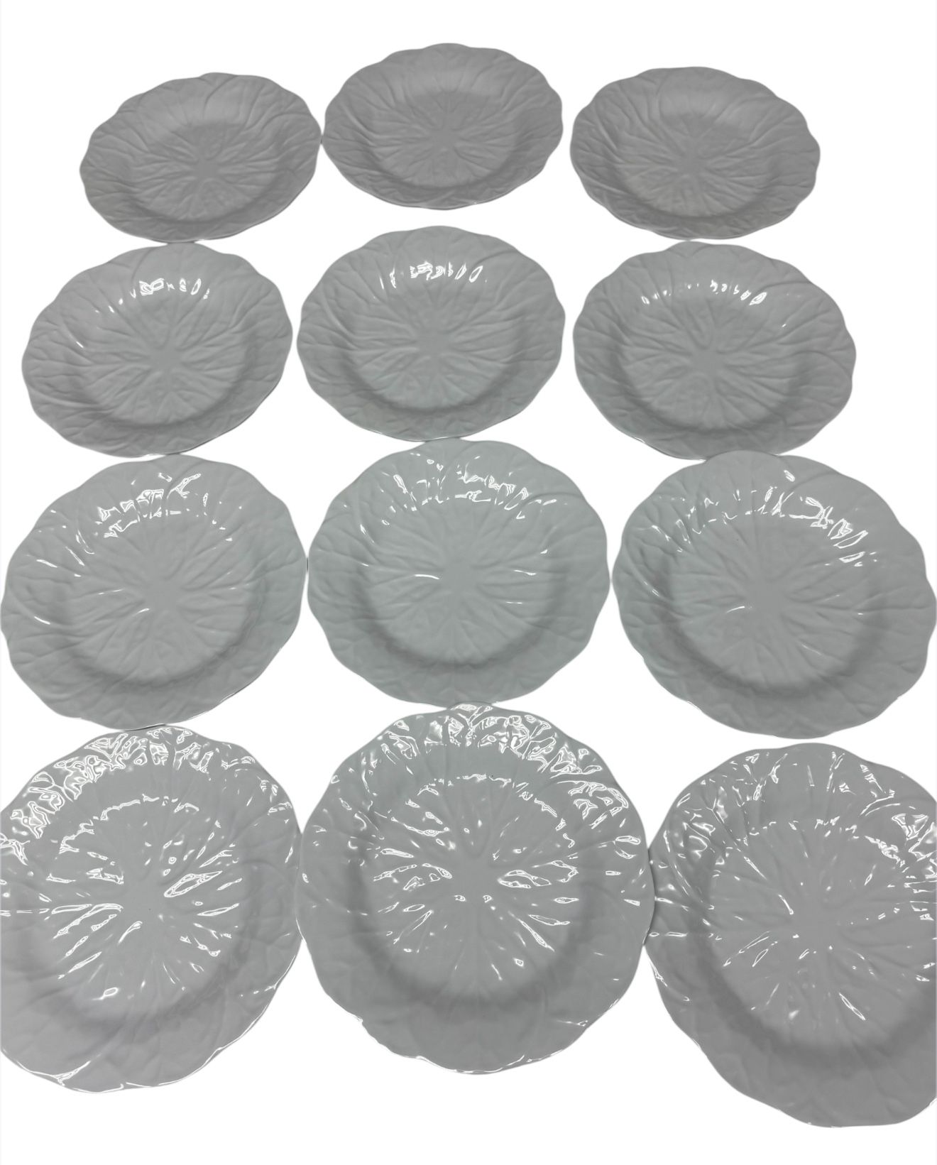 cabbage plates 8” inch set of 12 pcs new  Porcelain   Color white: