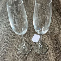 A pair of Tiffany, Crystal wine glasses