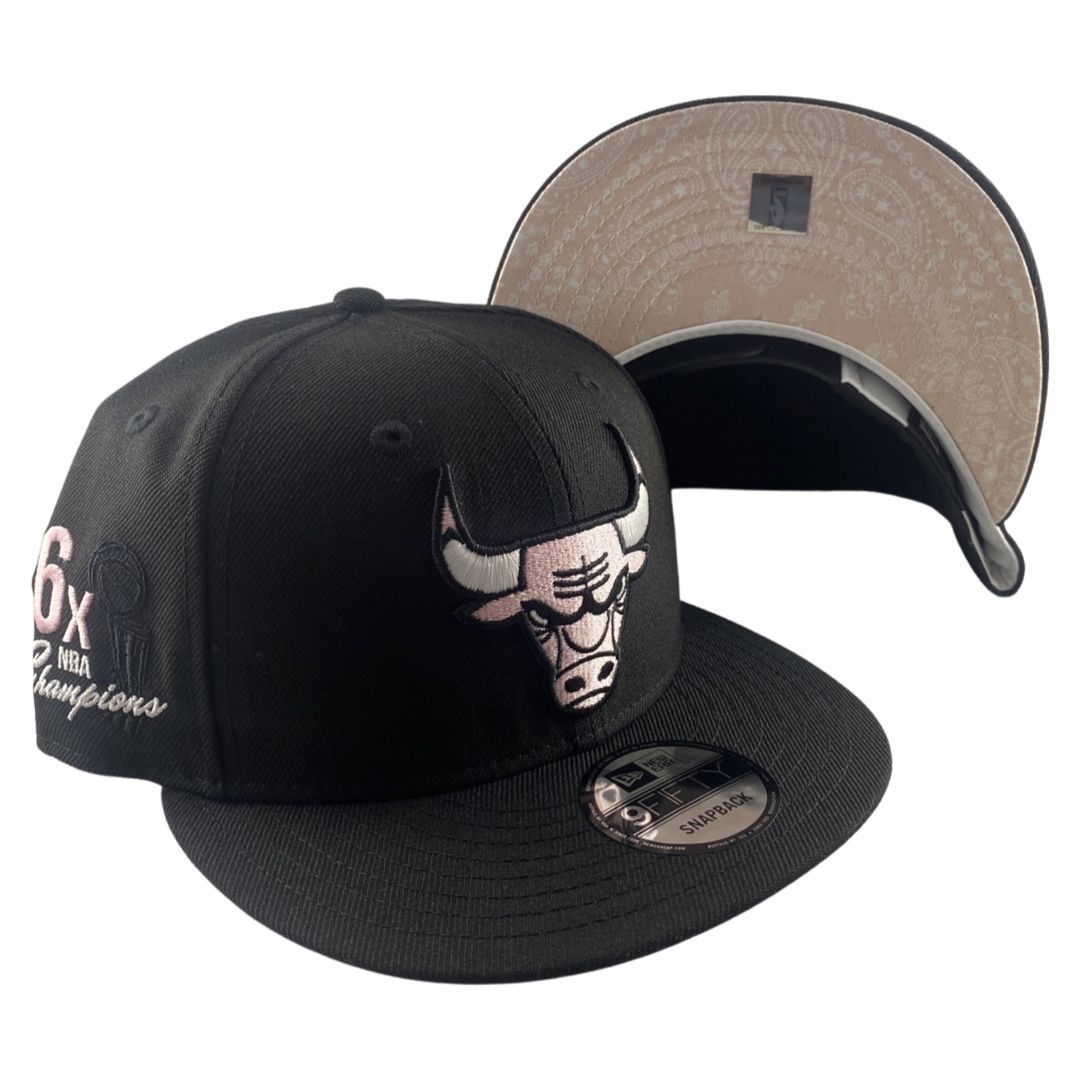 New Era Chicago Bulls 9FIFTY Paisley 6X NBA Champions Side Patch Pink Under Visor