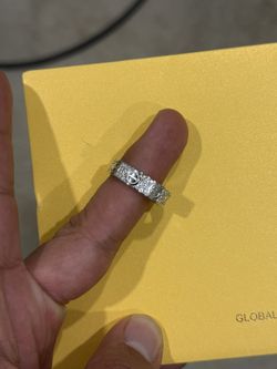 Iced Out Silver Love Bangle Ring Size 12 VVS1 Moissanite Diamond Test Pass