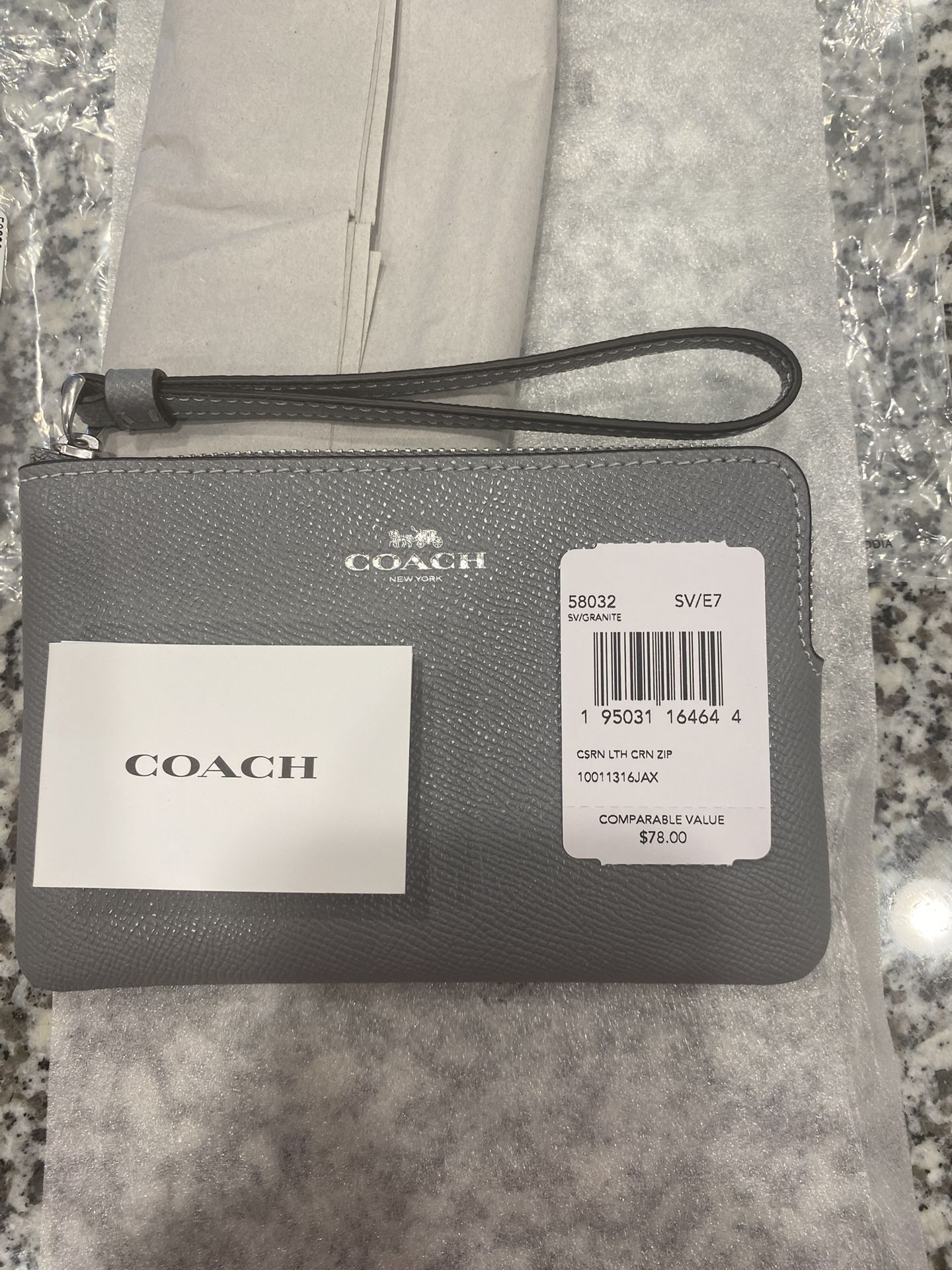 New Gray Coach Wristlet