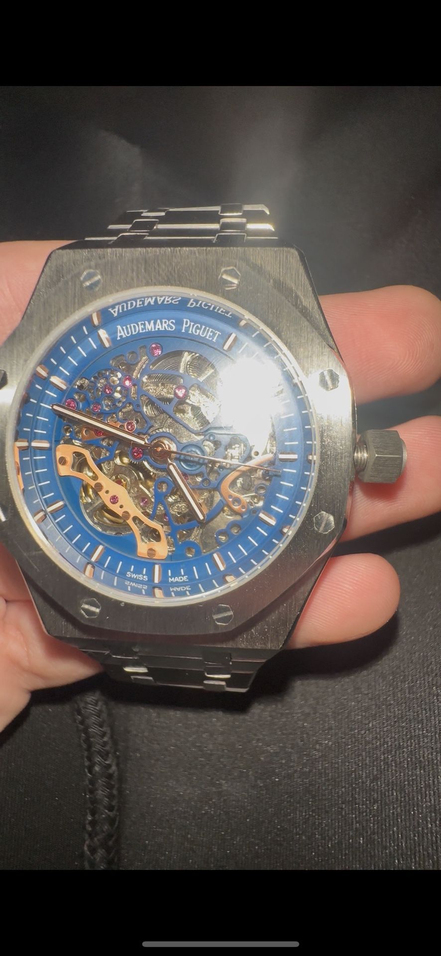 Audemars Piguet Royal Oak Watch blue skeleton dial mint condition