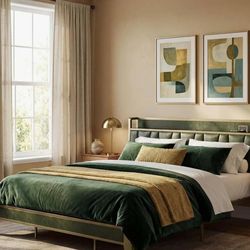 california king
bed frame dark green