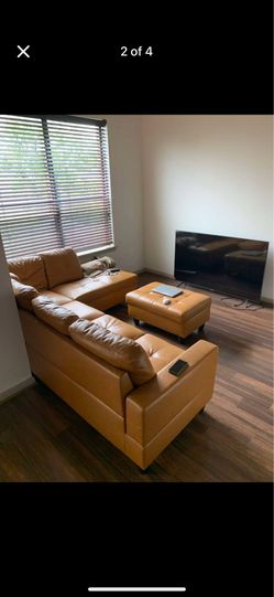 Tan (maybe) leather sectional