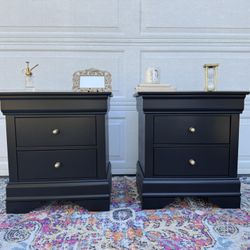 Refinished Black Nightstand Pair