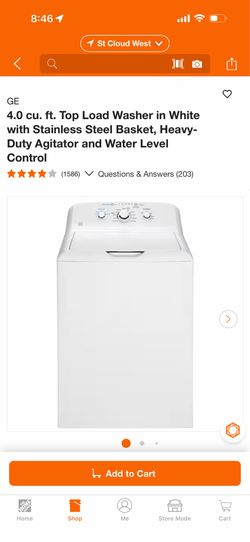 GE 4.0 cu. ft. Top Load Washer in White with Stainless Steel Basket, Heavy-Duty Agitator and Water Level Control