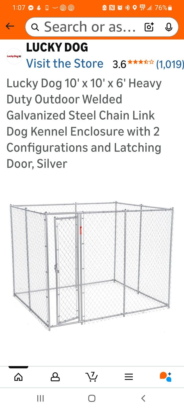 10'X 10' X 6' Tall  Chainlink Dog Kennel