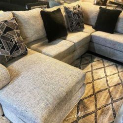 Light Color U Shape Living Room Sectional Couch With Chaise| Light Color Sofa | Ottoman Sold Separately @ 🚚 Delivery 