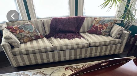 Three-Seat Striped Upholstered Sofa