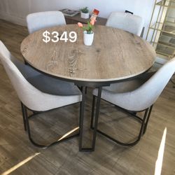5-pc Dining Table Set Rustic Modern Style 