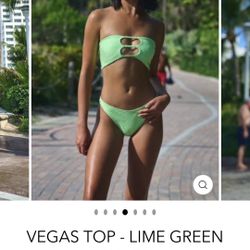 Bandeau Bikini Top Sz Large Lime Green Check