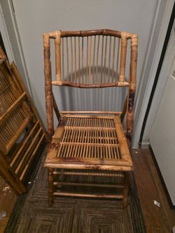 vintage burnt tortoise shell bamboo folding chairs