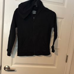 Black Long Sleeve Hoodie, Zip Up Kangaroo Pockets