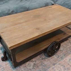 Industrial Farmhouse Coffee Table On Wheels