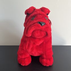 Shalom Toy Co Red Bull Dog Plush Stuffed Animal 11 Inch Sitting Vintage