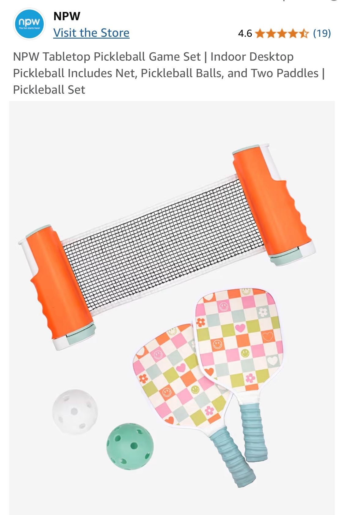 NPW, new tabletop pickleball game W net