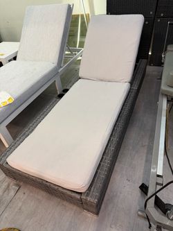 New Outdoor Patio Recline Lounge Chaise Wicker Metal Frame With Thick Cushion