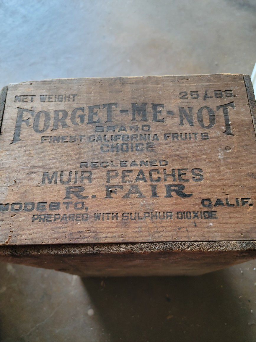 Vintage Forget- Me- Not Brand Wood Crate  Box