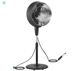 18 in. 3 Speeds Outdoor Misting Pedestal Fan in Black with 80° Oscillation 1600 CFM for up to 500 sq