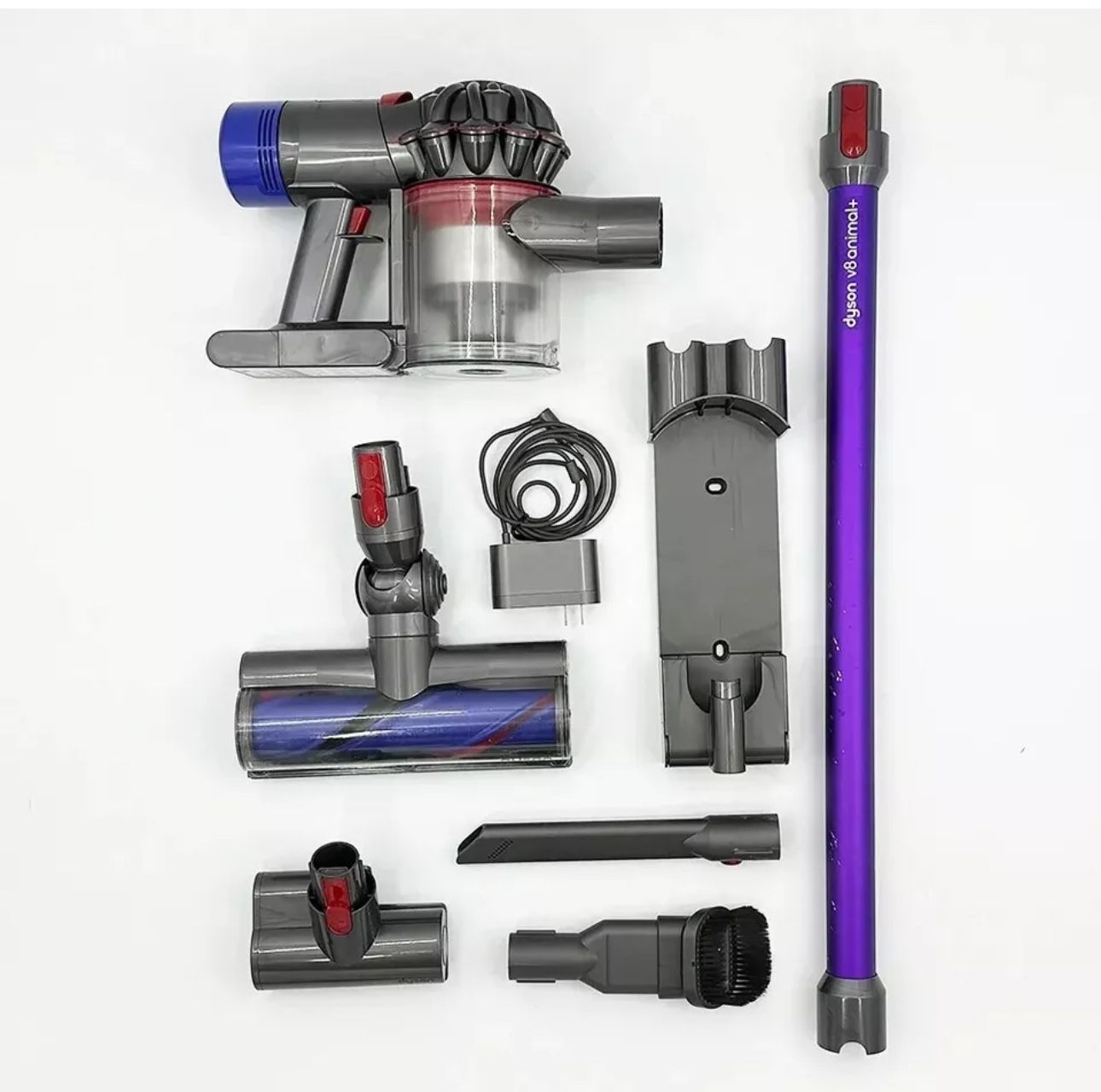 Dyson V8 SV10 Animal+ Cordless Stick Vacuum Purple and Iron with Tools | Clean!
