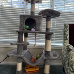 Cat Tree Tower with Hammock, Condo & Scratching Posts