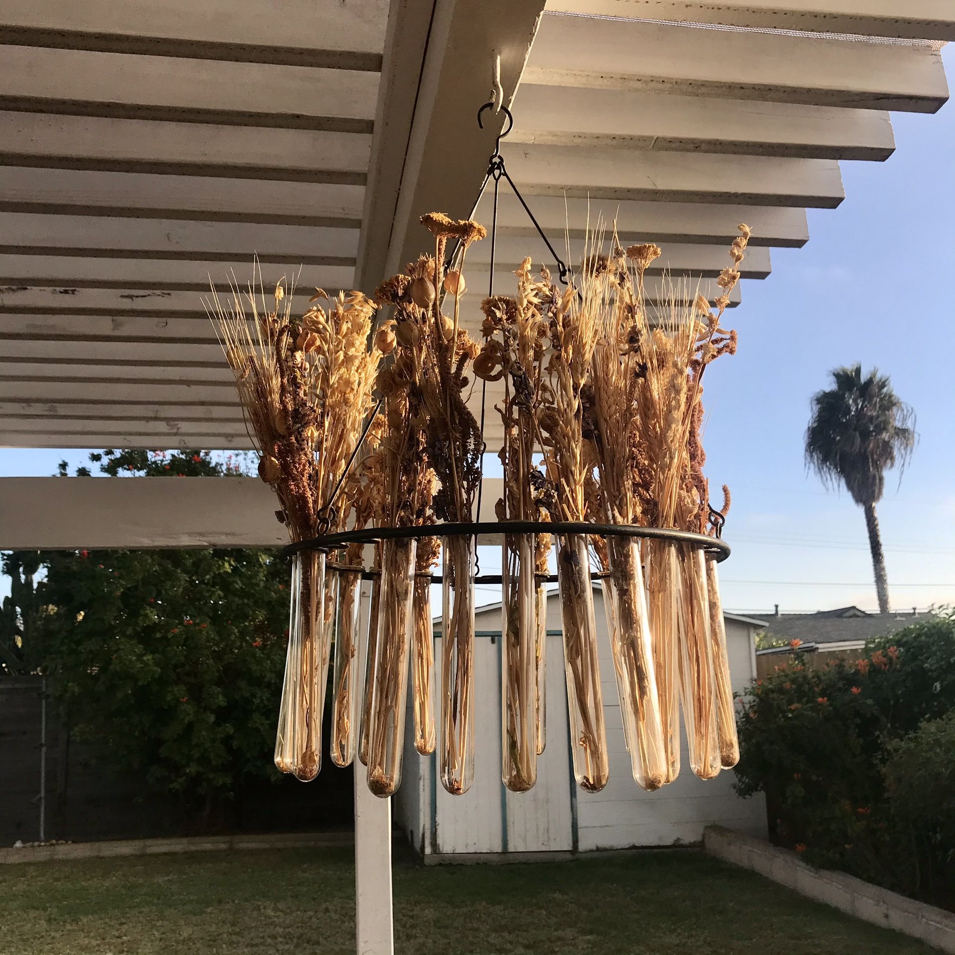 VINTAGE CHANDELIER WITH DRIED FLOWERS